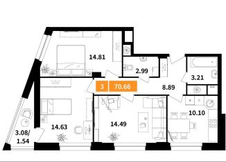 Продается трехкомнатная квартира, 70.7 м2, Химки