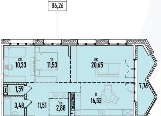 Продаю 3-ком. квартиру, 86.3 м2, Иркутск