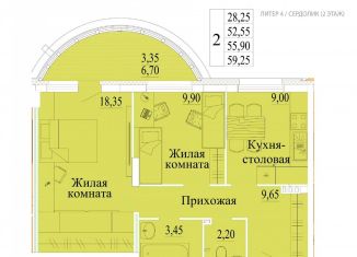 2-комнатная квартира на продажу, 59.3 м2, Ивановская область, микрорайон Самоцветы, 4