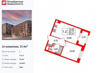 Продается 1-ком. квартира, 33.4 м2, Санкт-Петербург, метро Приморская, Уральская улица, 23