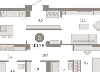 Продается 3-ком. квартира, 101.2 м2, Липецкая область, площадь Петра Великого, 1