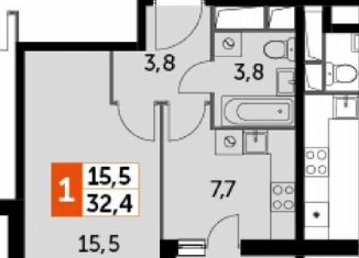 Продаю 1-комнатную квартиру, 32.4 м2, посёлок Развилка, посёлок Развилка, 8