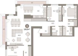 Продажа 3-ком. квартиры, 126.8 м2, Липецкая область, площадь Петра Великого, 1