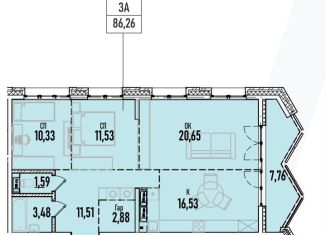 Продаю 3-ком. квартиру, 86.3 м2, Иркутск