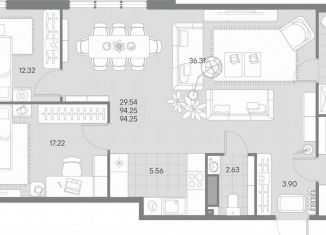 Продаю двухкомнатную квартиру, 94.8 м2, Санкт-Петербург, 12-я линия Васильевского острова, 41к1, метро Спортивная