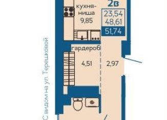 Продается двухкомнатная квартира, 51.7 м2, Пензенская область, улица Терновского, 1