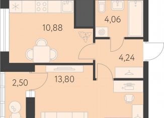 Продам 1-ком. квартиру, 34.4 м2, Екатеринбург, улица Академика Парина, 27, метро Чкаловская