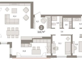 2-ком. квартира на продажу, 113.7 м2, Липецк, площадь Петра Великого, 1