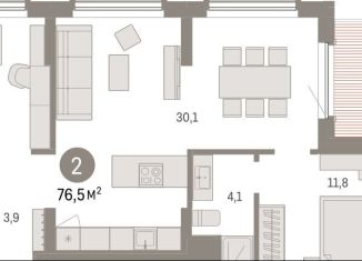 Продается 2-комнатная квартира, 76.5 м2, Липецкая область, площадь Петра Великого, 1