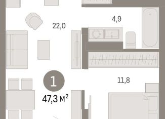 Продам однокомнатную квартиру, 47.3 м2, Липецкая область, площадь Петра Великого, 1