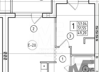 Продается однокомнатная квартира, 51.6 м2, посёлок городского типа Янтарный