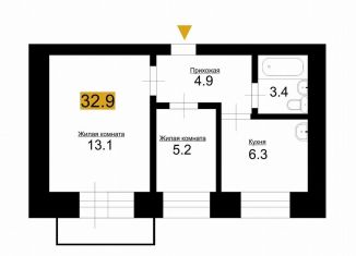 Продается 2-ком. квартира, 32.9 м2, Благовещенск, улица Чайковского, 79