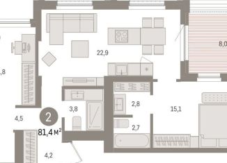 Продаю 2-ком. квартиру, 81.4 м2, Липецкая область, площадь Петра Великого, 1