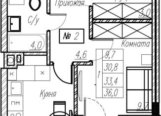 Продажа 1-комнатной квартиры, 33.4 м2, Калининградская область