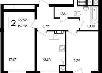 Продаю 2-ком. квартиру, 55 м2, посёлок городского типа Гвардейское