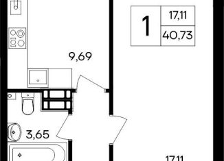 Продается 1-комнатная квартира, 40.7 м2, Тамбов, Магистральная улица, 3