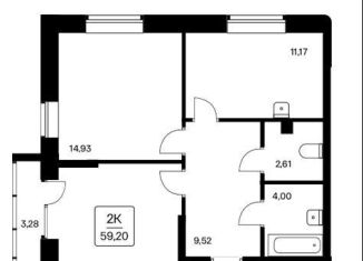 Продам 2-ком. квартиру, 59.4 м2, Новосибирск, метро Заельцовская