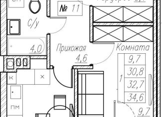 1-ком. квартира на продажу, 32.7 м2, Пионерский