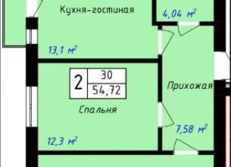 Продается двухкомнатная квартира, 54.7 м2, Нальчик, улица Шогенова, 4А, район Дубки