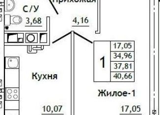 Продаю однокомнатную квартиру, 40.7 м2, Смоленская область