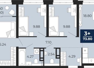 Продам 3-ком. квартиру, 72 м2, Тюмень