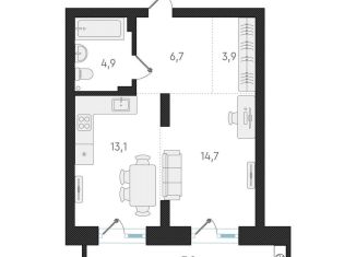 Продается 1-ком. квартира, 43.3 м2, Новосибирск, Заельцовский район