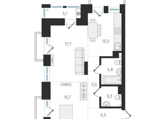 Продаю 2-ком. квартиру, 62.9 м2, Новосибирск, метро Заельцовская