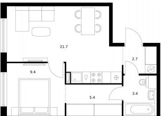 Продается 1-комнатная квартира, 42.6 м2, Москва, ЗАО, улица Ивана Франко, 20к2