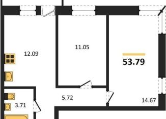 Продажа 2-комнатной квартиры, 53.8 м2, Воронеж, Левобережный район