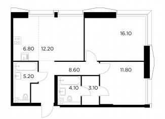 Продам 2-ком. квартиру, 67.9 м2, Москва