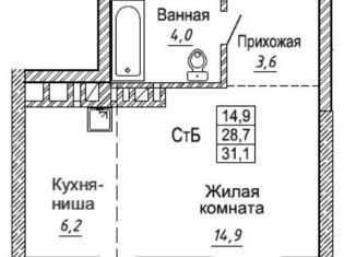 Продам квартиру студию, 31.1 м2, Новосибирск, улица Фрунзе, 1, Дзержинский район