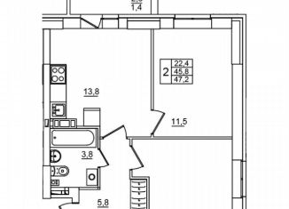 Продажа 2-ком. квартиры, 47.2 м2, Волгоград, Красноармейский район