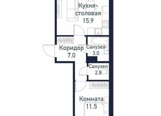 Продам 1-ком. квартиру, 40.3 м2, Челябинская область, Ласковая улица, 1