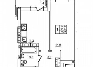 Продажа 1-комнатной квартиры, 35.2 м2, Волгоградская область