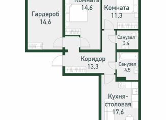 Продаю 2-ком. квартиру, 81.3 м2, Челябинская область, Спортивная улица, 12