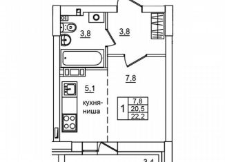 Продаю 1-ком. квартиру, 22.2 м2, Волгоградская область