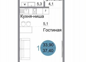 Продается 1-ком. квартира, 37.4 м2, Керчь