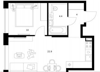 Продажа 1-комнатной квартиры, 41.3 м2, Москва