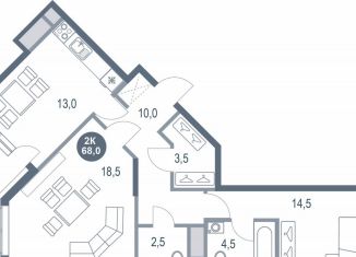 Продам 2-ком. квартиру, 68 м2, Котельники, микрорайон Новые Котельники, 11