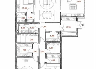 Продам 4-ком. квартиру, 195 м2, Москва, Крестовоздвиженский переулок, 4, ЦАО