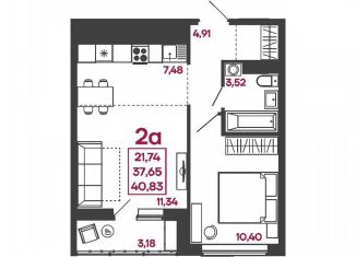 Продаю 2-ком. квартиру, 40.8 м2, Пенза, улица Измайлова, 41В, Железнодорожный район