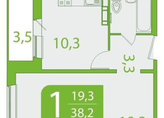 1-ком. квартира на продажу, 38.3 м2, Томск, улица Пришвина, 46