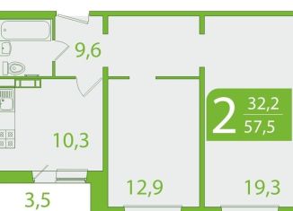 Продам 2-ком. квартиру, 57.6 м2, Томская область, улица Пришвина, 46