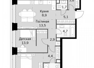 2-ком. квартира на продажу, 76.8 м2, Москва, метро Беговая