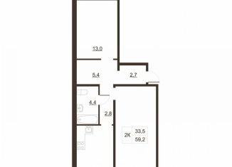 Продажа 2-ком. квартиры, 60.1 м2, Волхов, Волховский проспект, 53