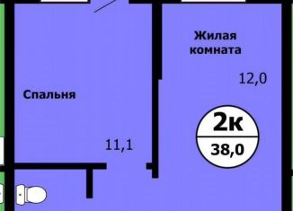 1-комнатная квартира на продажу, 38 м2, Красноярск, улица Лесников, 41Б