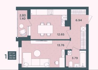 Продается многокомнатная квартира, 39.9 м2, Калининградская область, Интернациональная улица, 16