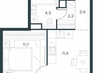 Однокомнатная квартира на продажу, 32.5 м2, Москва, станция Хорошёво, жилой комплекс Левел Звенигородская, к2