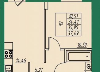 Продается 1-комнатная квартира, 36 м2, посёлок Заклязьменский