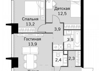 Продажа 2-ком. квартиры, 65.5 м2, Москва, метро Беговая